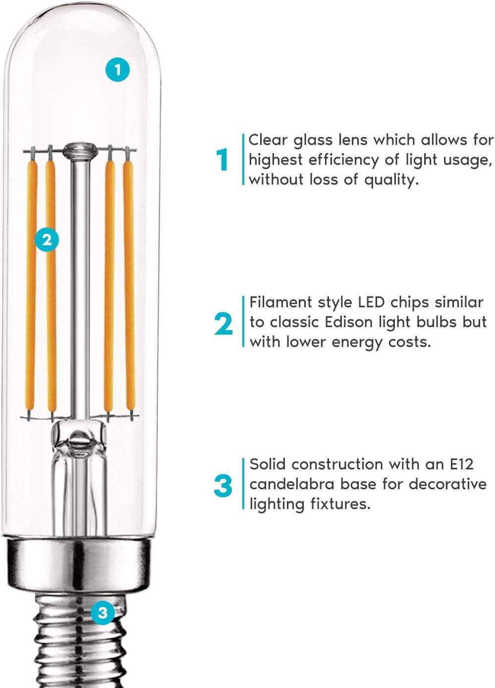 40 Watt Equivalent T6.5 E12/Candelabra Dimmable 2700K LED Bulb