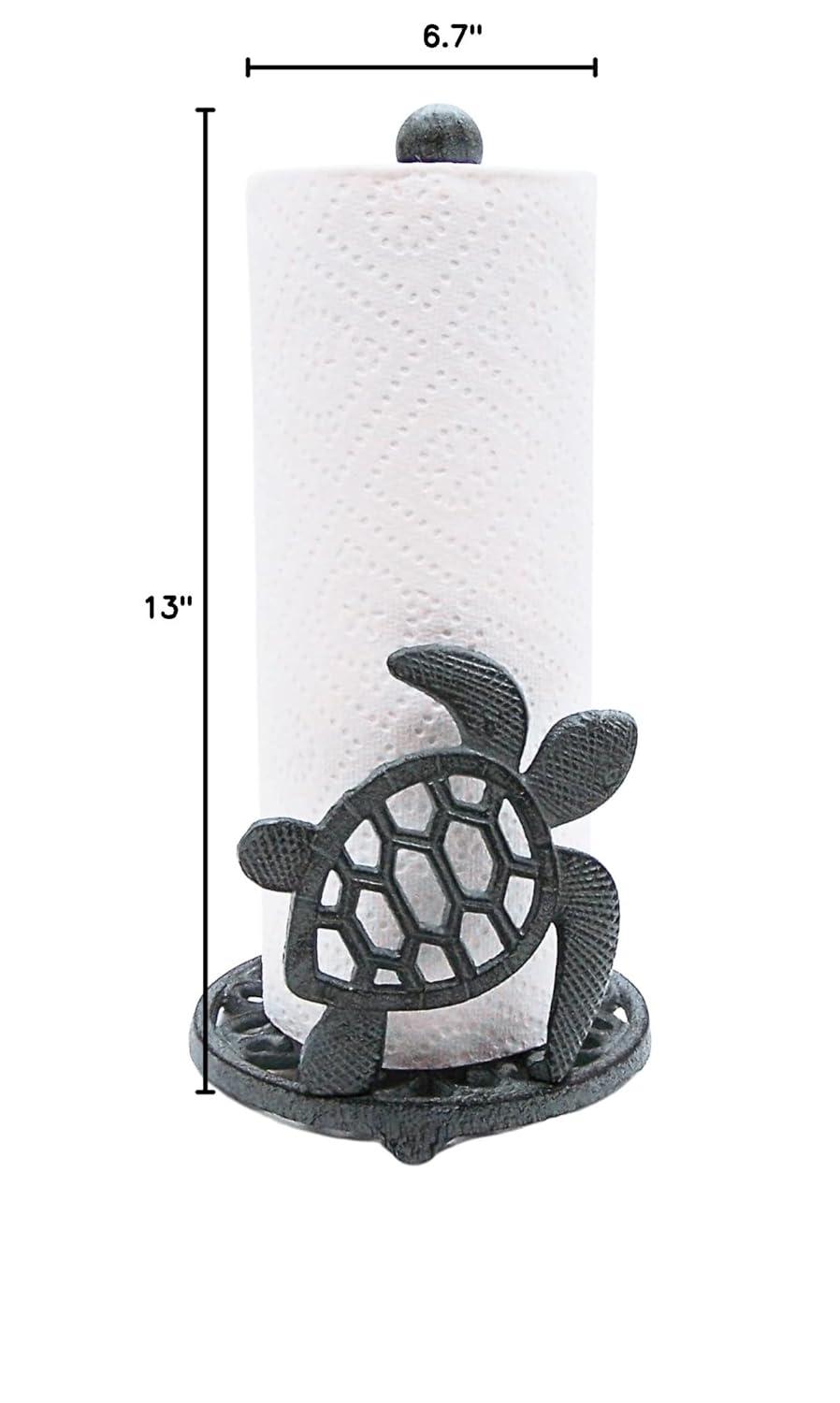 Sea Turtle Paper Towel Holder, Nautical Kitchen Accessories, Freestanding Countertop Organization, 13 Inches