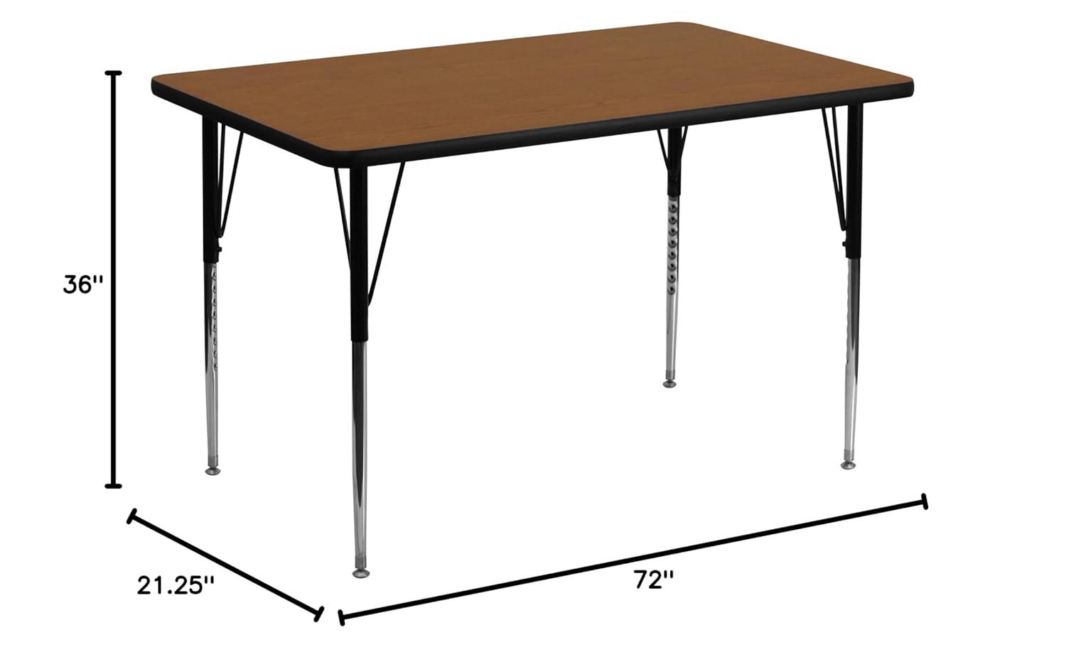 Goddard 24''W x 48''L Rectangular HP Laminate Activity Table - Adjustable Legs