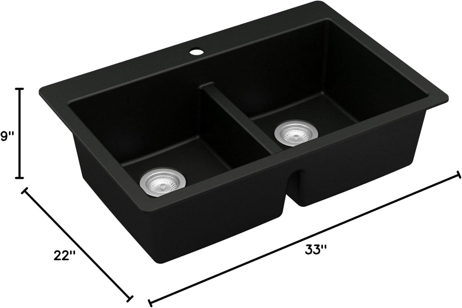 Karran Quartz 33'' X 22'' 50/50 Double Bowl Composite Drop-in Kitchen Sink