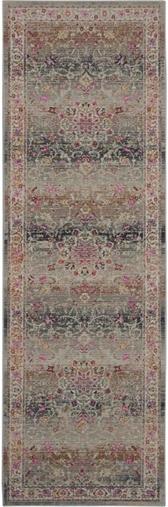 Nourison Vintage Kashan VKA01 Gray/Ivory/Pink Indoor Area Rug - 2'4 x 8'