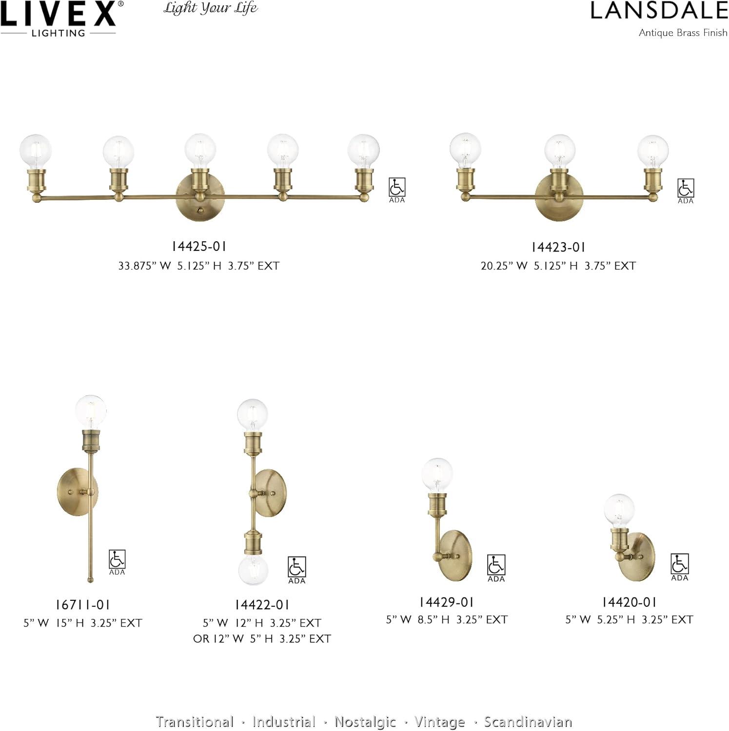 Livex Lighting Lansdale 1 - Light Vanity in  Antique Brass