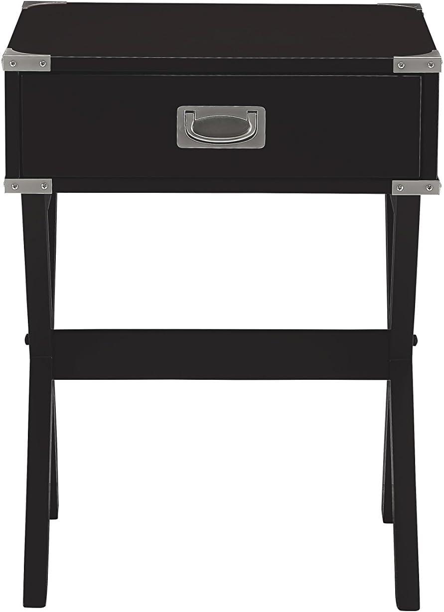 Babs Black Wood and Metal End Table with Storage