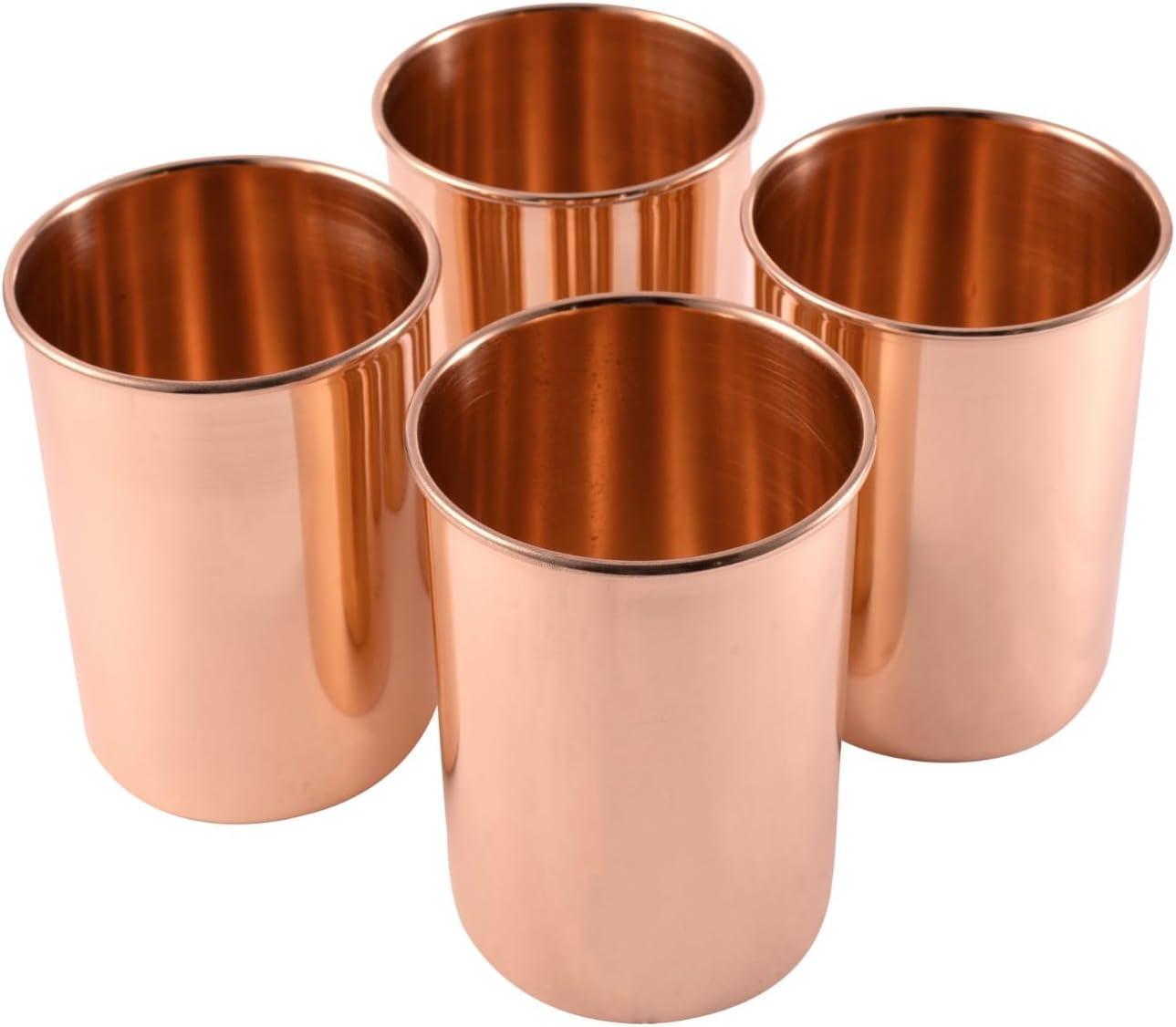 Drinking Glass Copper Glass 100% Pure Copper Tumbler Health Healing Set of 4 300ml