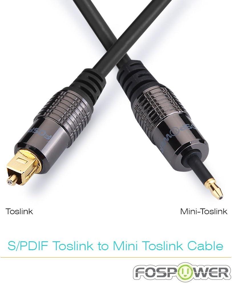 FosPower 24K Gold-Plated Toslink to Mini Toslink Cable - 10FT, S/PDIF Digital Optical  Audio Cable, Premium Fiber Core Optical Cable