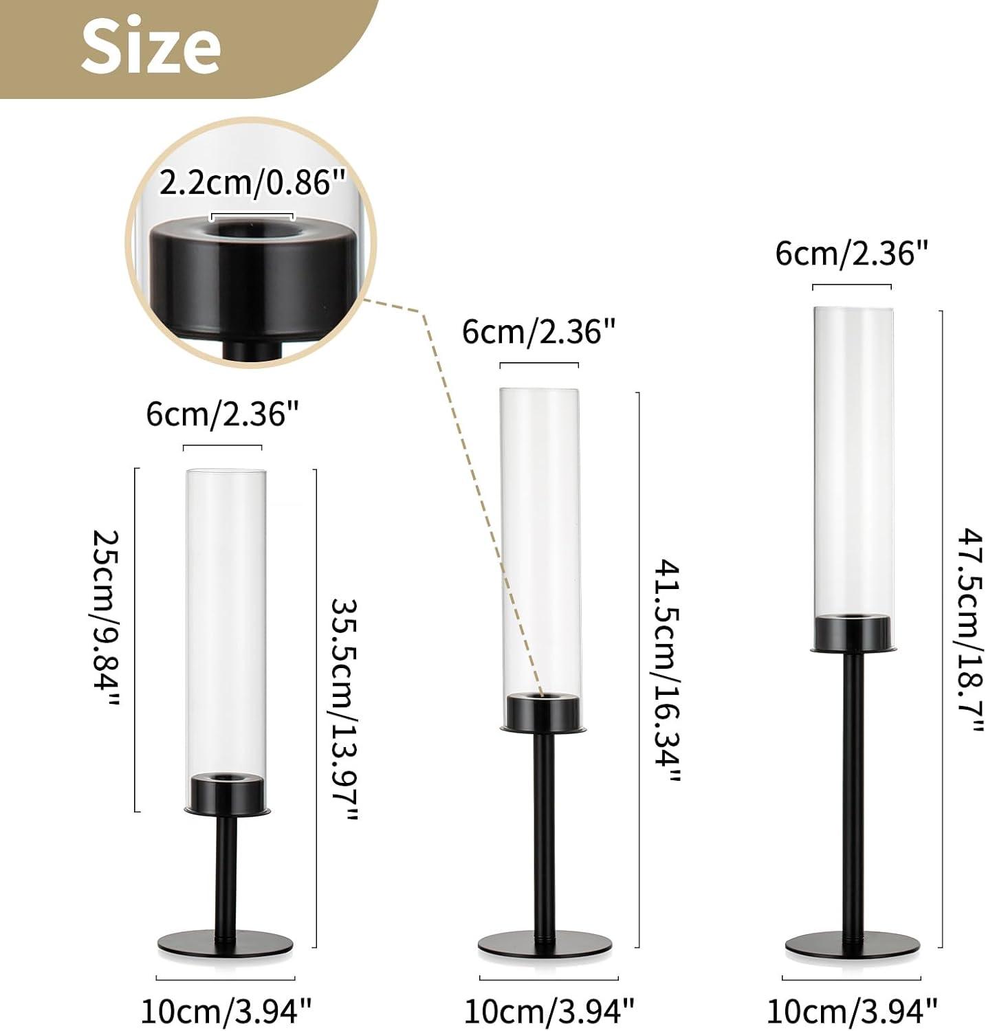 NIERBO Candlestick Holders Hurricane Candle Holder, 3pcs Candle Stick Candle Holder Candelabra (Set of 3)