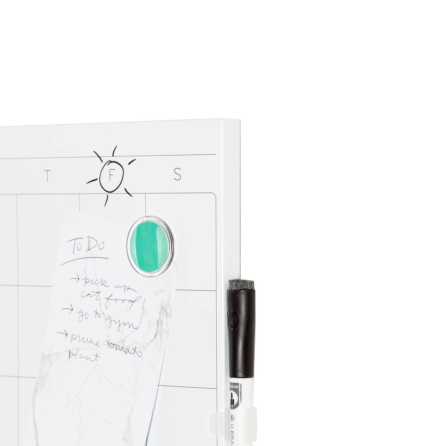 U Brands Unframed Magnetic Dry-Erase Calendar Whiteboard, 14" x 14", White