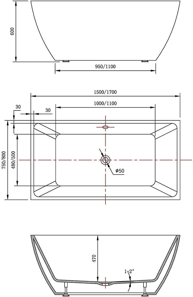 66.9" x 33" Freestanding Soaking Bathtub