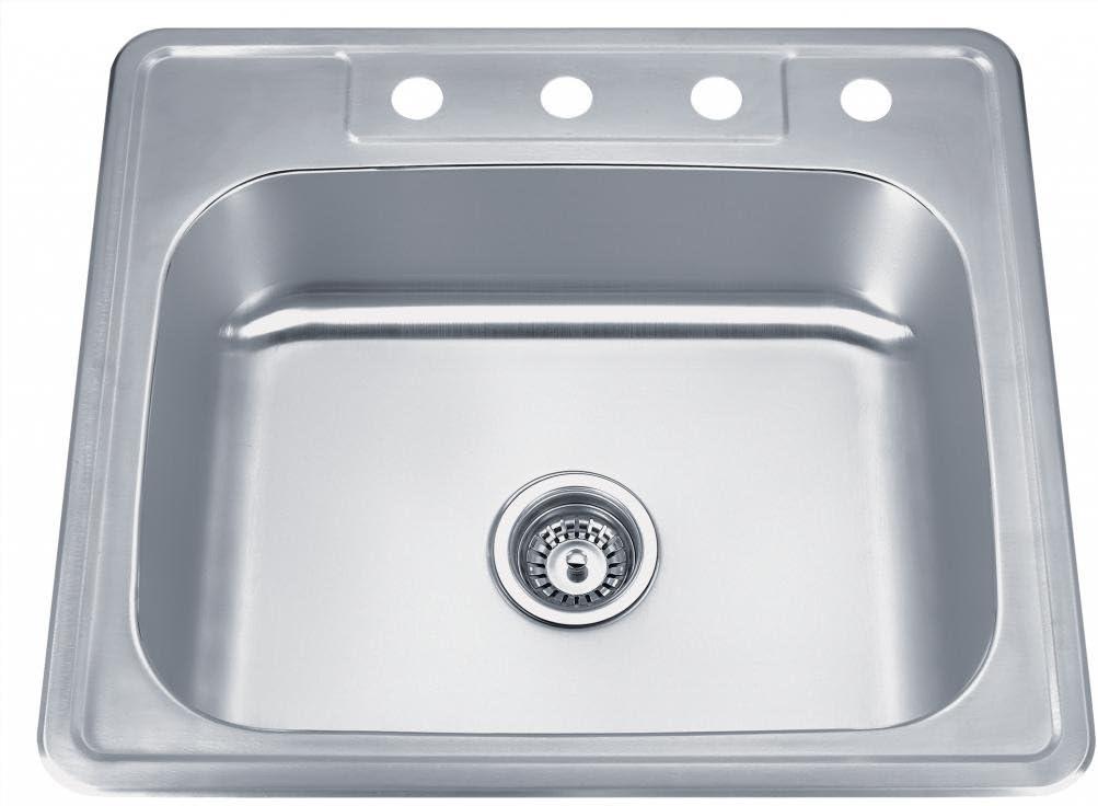 25'' Matte Stainless Steel Drop-In Single Bowl Kitchen Sink