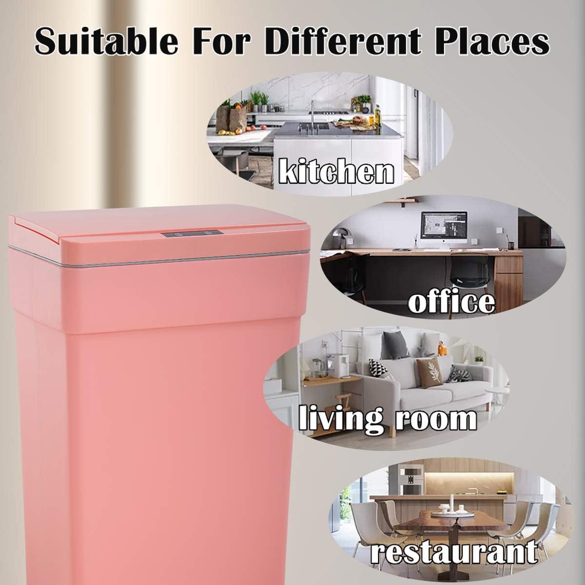 CL.HPAHKL13 Gallon Trash Can Automatic Kitchen Trash Can Touch Free High-Capacity Garbage Can with Lid for Bedroom Bathroom Home Office 50 Liter ,Pink