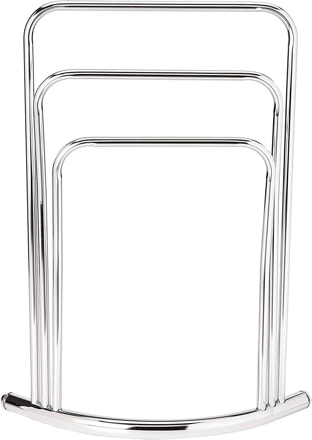 King's Brand Furniture Metal 3 Tier Crescent Bathroom Towel Rack Stand, Chrome