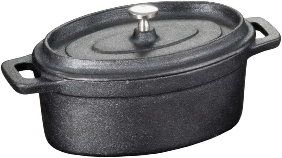 American Metalcraft CIPOV6040 Cast Iron Oval Casseroles and Pots, 7.5" Length x 4" Width, Black