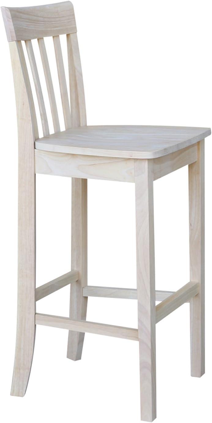 Solid Parawood Slatback Barstool 46" Unfinished Traditional Design