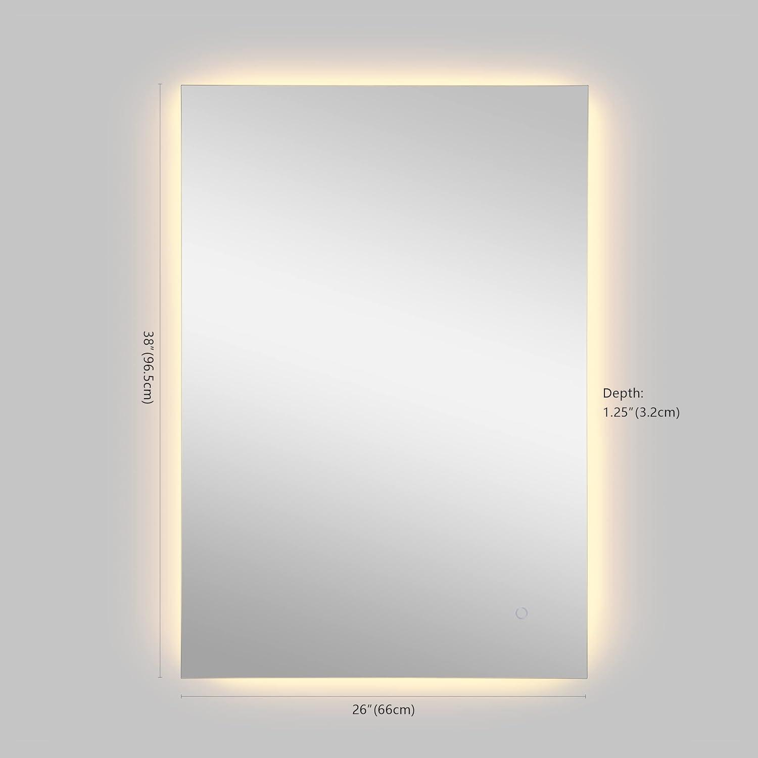 Nora Rectangular Frameless Anti-Fog Aluminum Back-lit Tri-color LED Bathroom Vanity Mirror with Smart Touch Control