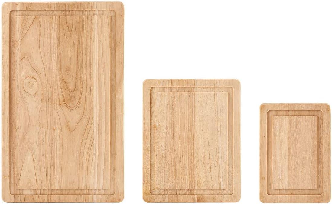 Farberware Rubberwood 3-Piece Cutting Board Set with Juice Grooves