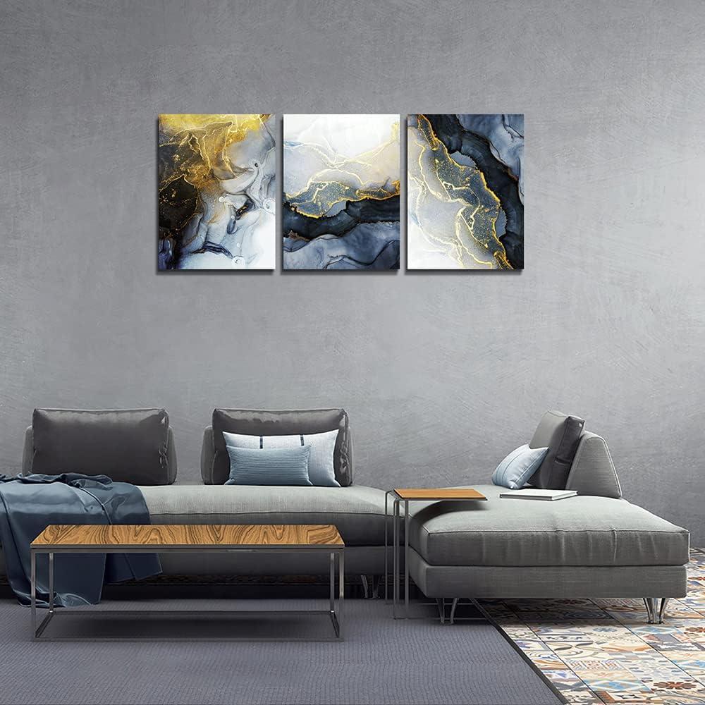 Abstract Wall Decor for Living Room Bedroom Wall Art Paintings Abstract Ink painting Wall Artworks Hang Pictures for Office Decoration, 12x16 inch/Piece, 3 Panels Bathroom Home Decorations Posters