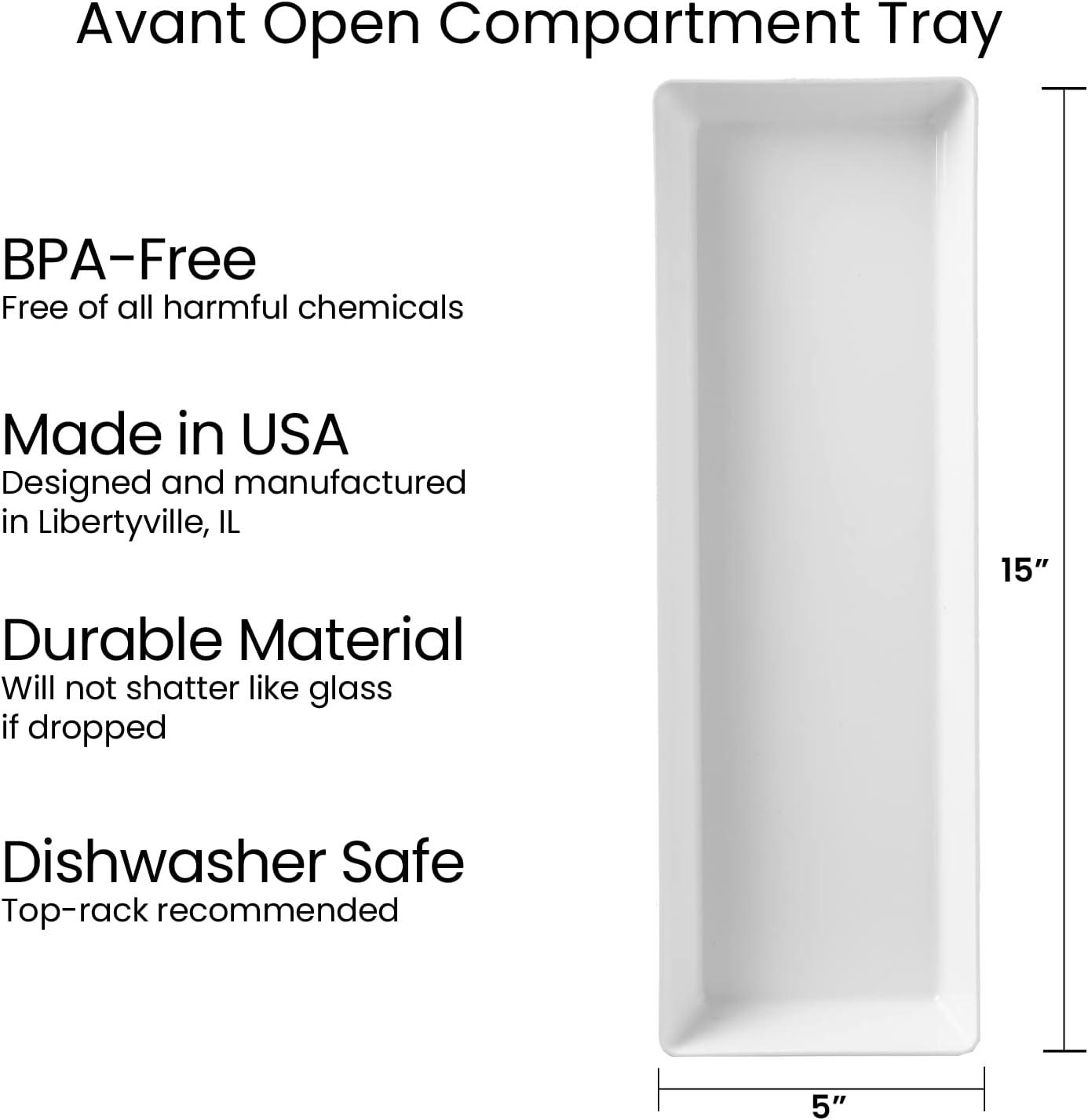 US Acrylic Avant White Plastic Serving Trays (Set of 4) 15” x 5” | Narrow Reusable Rectangular Party Platters | Serve Appetizers, Fruit, Veggies, & Desserts | BPA-Free & Made in USA