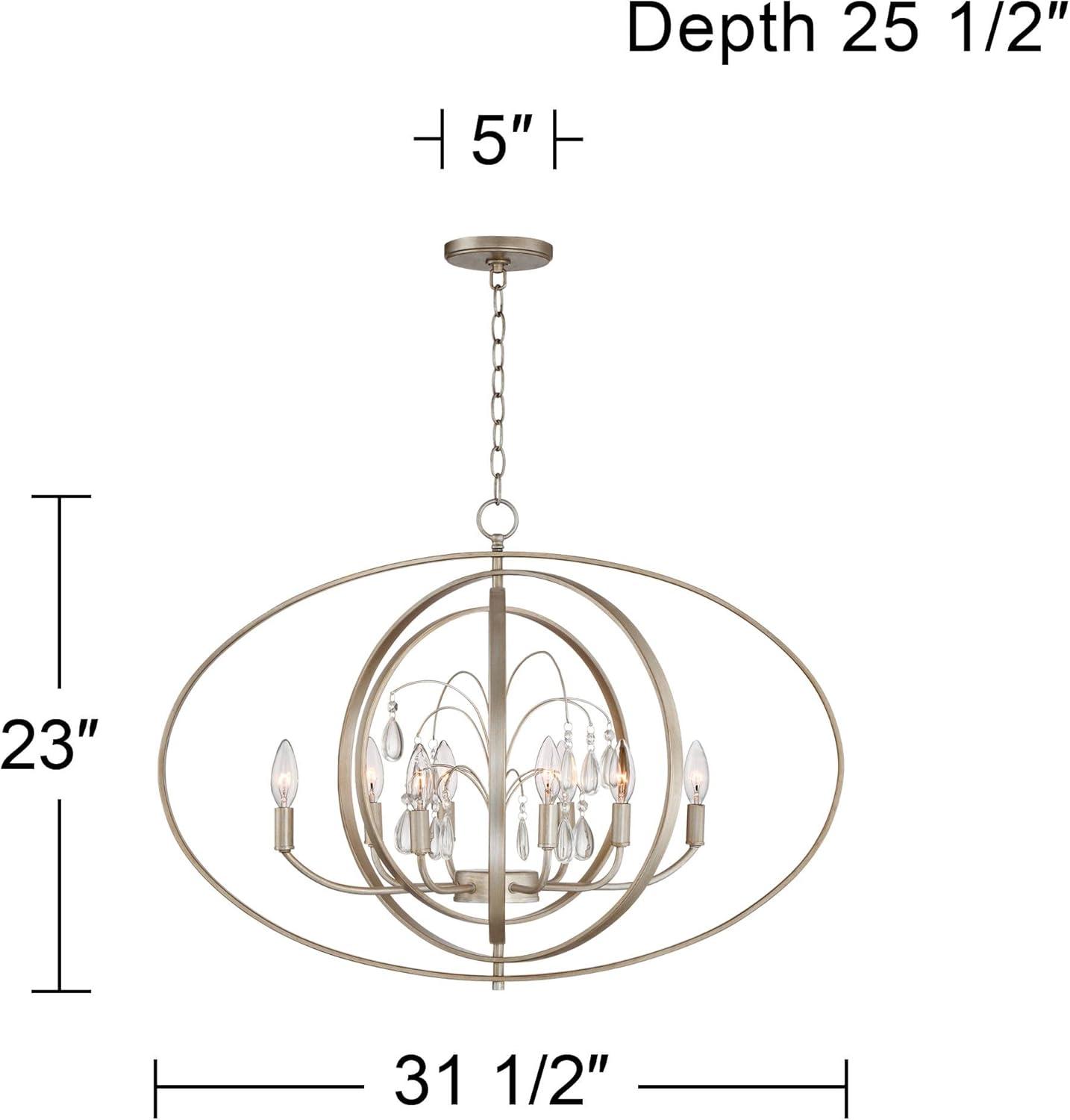 Possini Euro Design Tiller Champagne Satin Silver Pendant Chandelier 31 1/2" Wide Modern Open Orb Frame 8-Light Fixture for Dining Room Kitchen Island