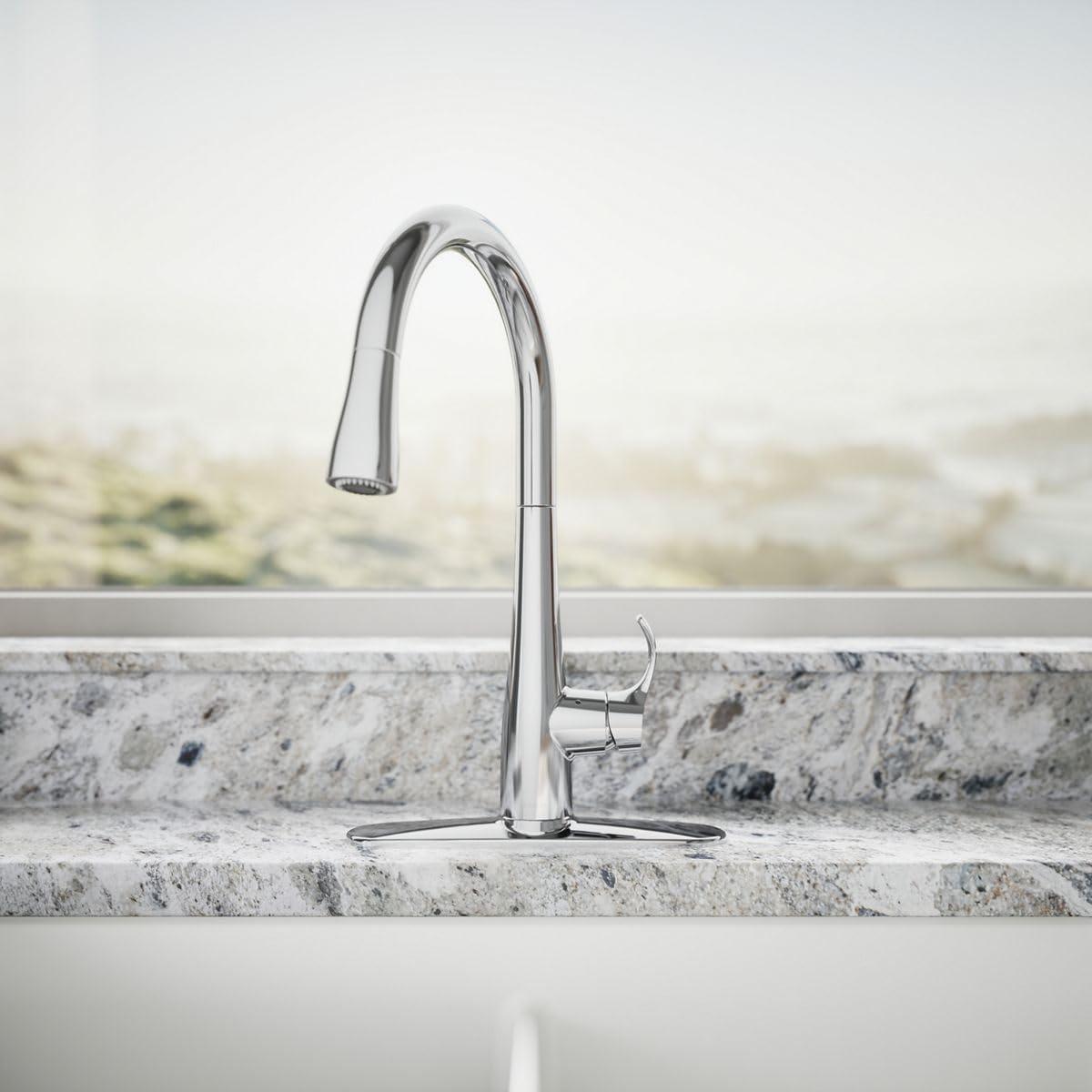 Simplice Touchless Pull-Down Kitchen Sink Faucet with Three-Function Sprayhead