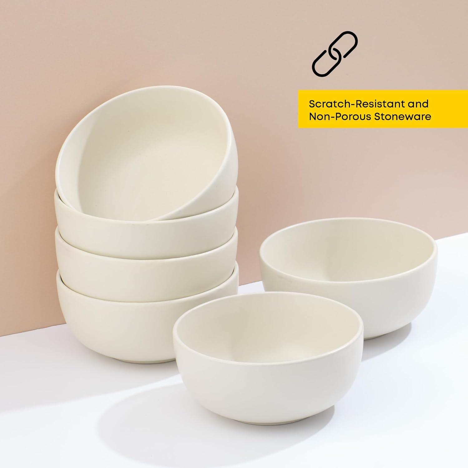 JoyJolt Mesa 6pc Stoneware Soup Bowl set (Set of 6)