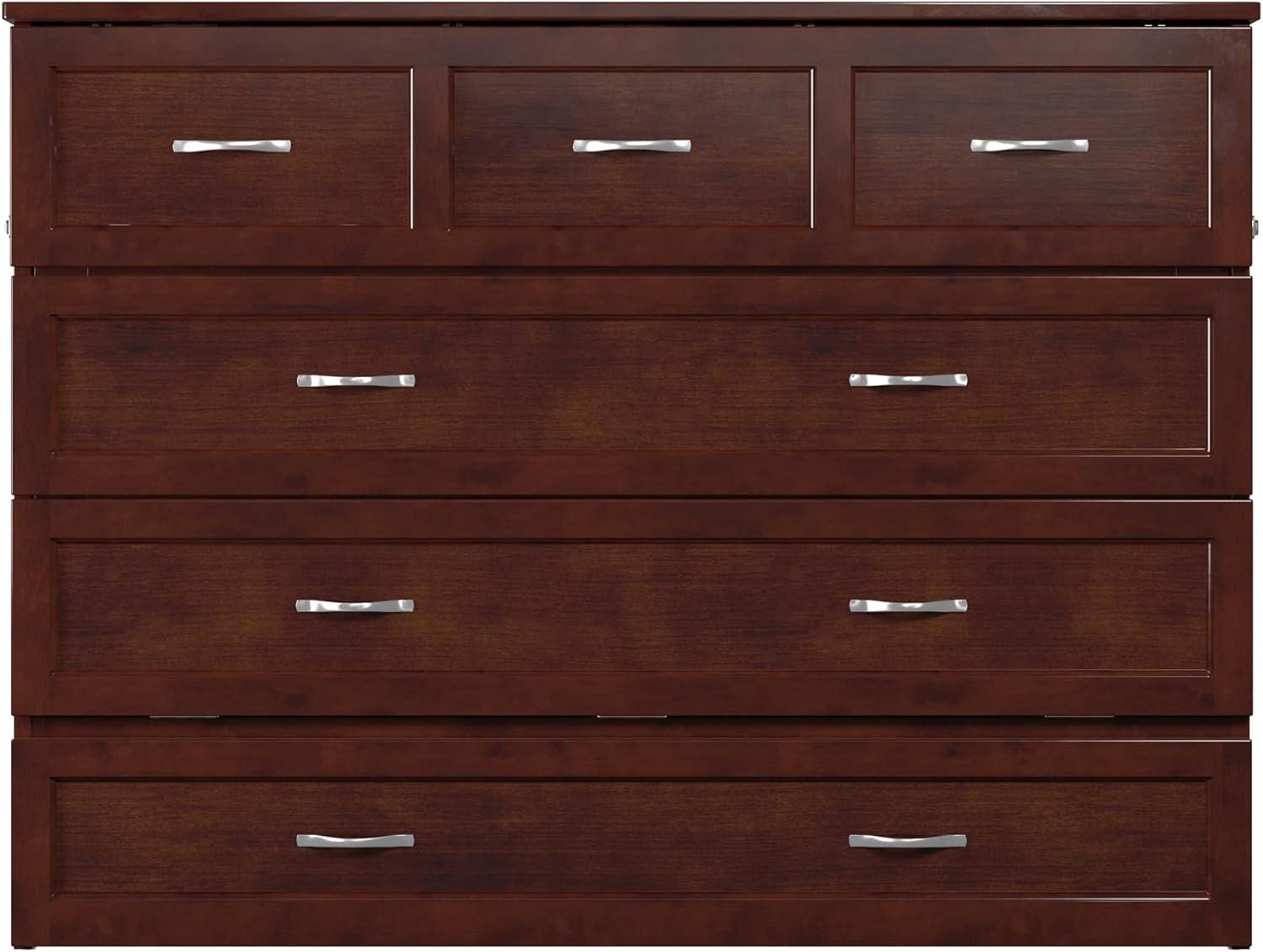 Full Deerfield Murphy Bed Chest with Charger Walnut - AFI: Bedroom Furniture, No Box Spring Needed