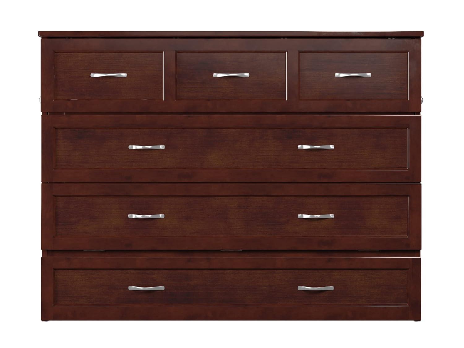 Full Deerfield Murphy Bed Chest with Charger Walnut - AFI: Bedroom Furniture, No Box Spring Needed
