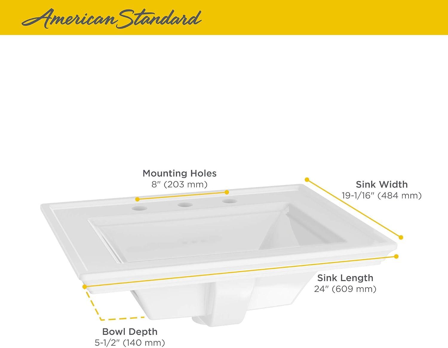 Town Square White Ceramic Rectangular Drop-In Bathroom Sink