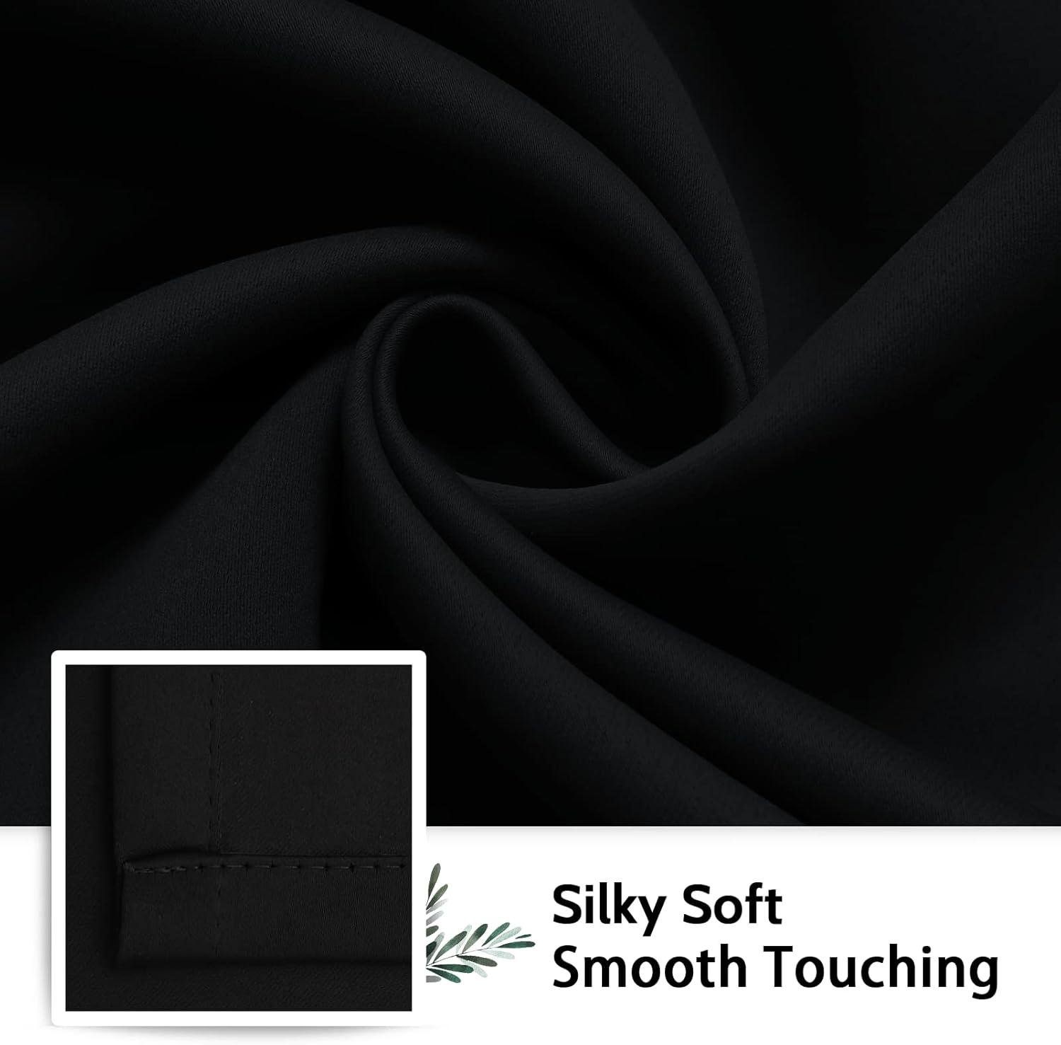 ChrisDowa Grommet Blackout Curtains for Bedroom and Living Room - 2 Panels Set Thermal Insulated Room Darkening Curtains (Black, 42 x 63 Inch)