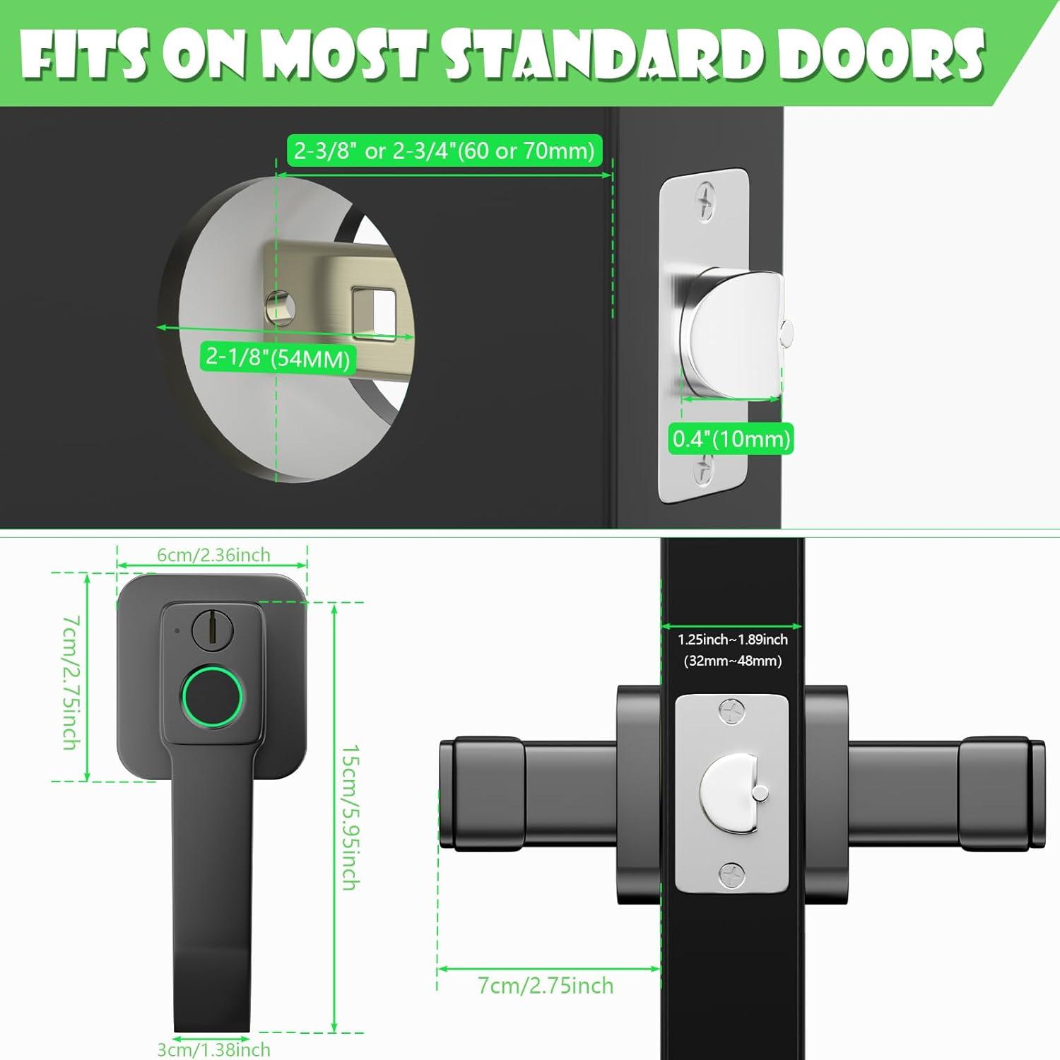 Black Smart Biometric Fingerprint Door Lock with App Control