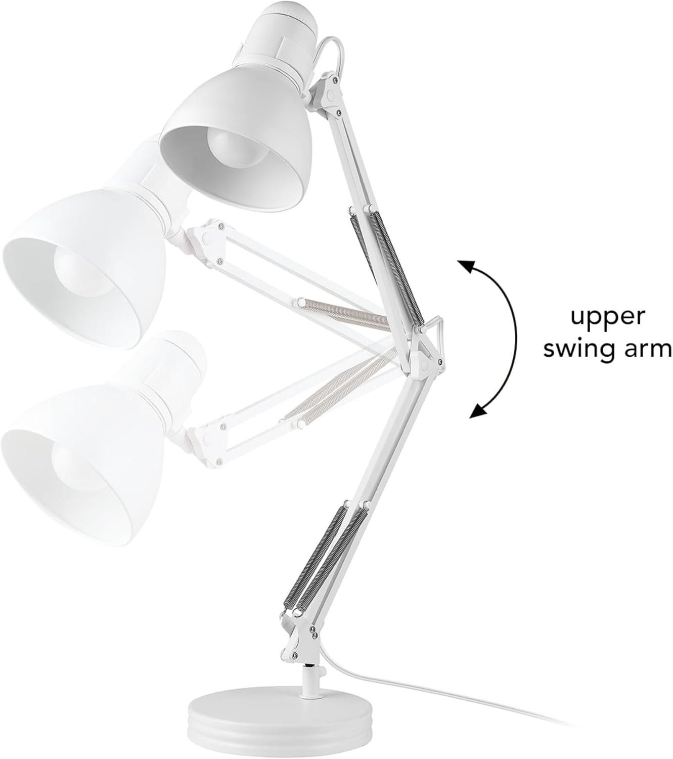 28" Architect Swing Arm Kids' Desk Lamp Matte White - Globe Electric: UL Listed, Metal Shade, 60W Max