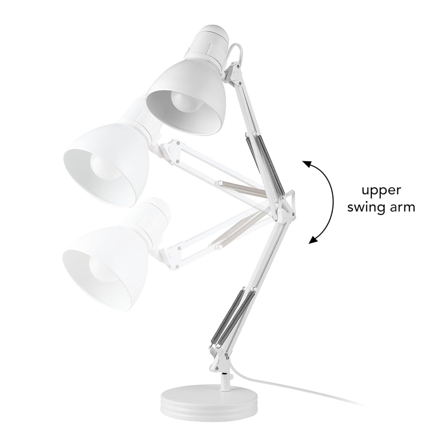 28" Architect Swing Arm Kids' Desk Lamp Matte White - Globe Electric: UL Listed, Metal Shade, 60W Max