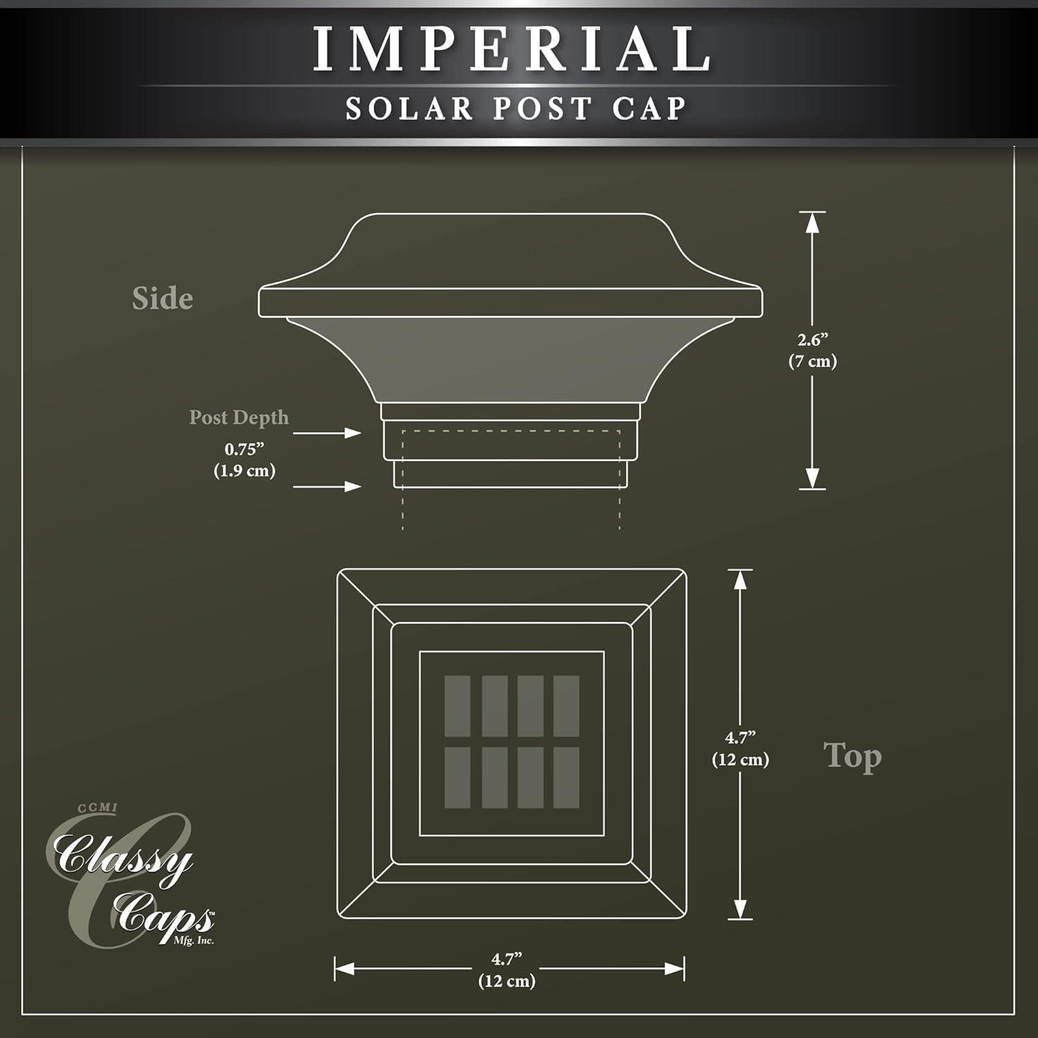 Classy Caps Slo82 Imperial 4-3/4" Wide Led Solar Post Cap Light That Fits Various Small