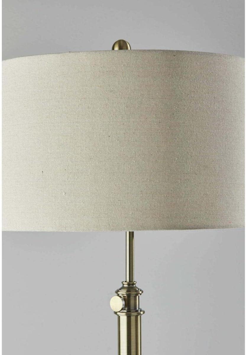 Barton Floor Lamp Antique Brass - Adesso: Modern Adjustable Height, Metal Body, Polyester Shade