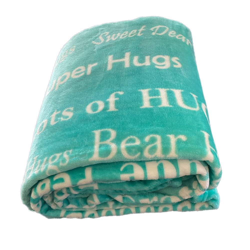 BlankieGram “Hugs” Plush Throw Blanketspired Gift Ideas for The Entire Family, Comfort Gifts, Teal
