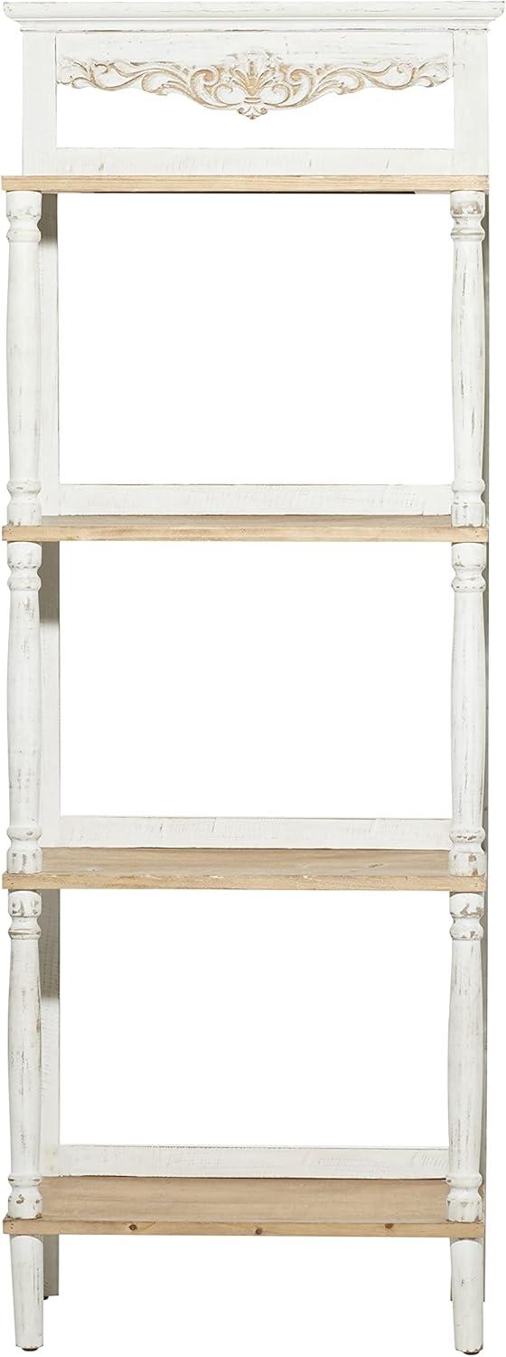 75" x 32" Farmhouse Wood Shelving Unit Off White - Olivia & May: 5-Tier Storage Bookcase