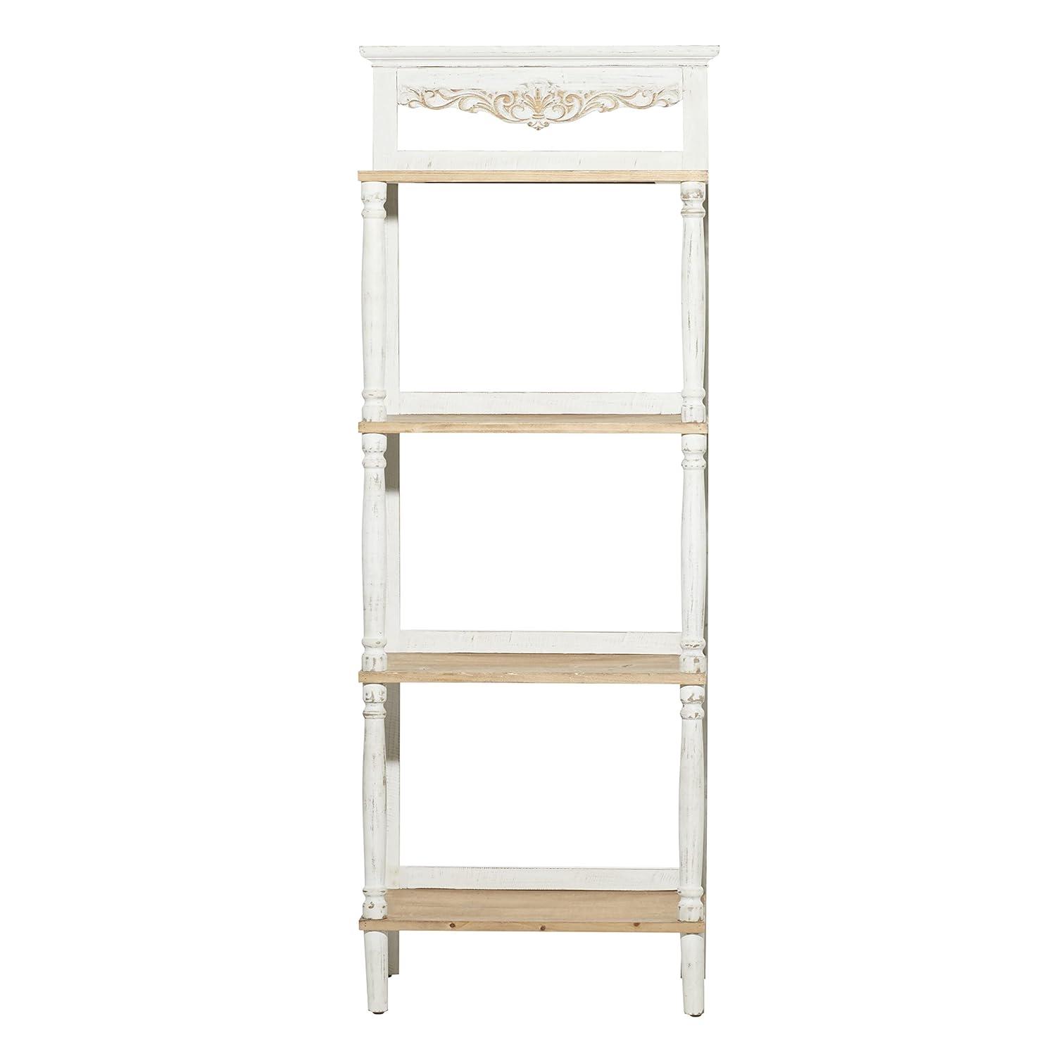 75" x 32" Farmhouse Wood Shelving Unit Off White - Olivia & May: 5-Tier Storage Bookcase