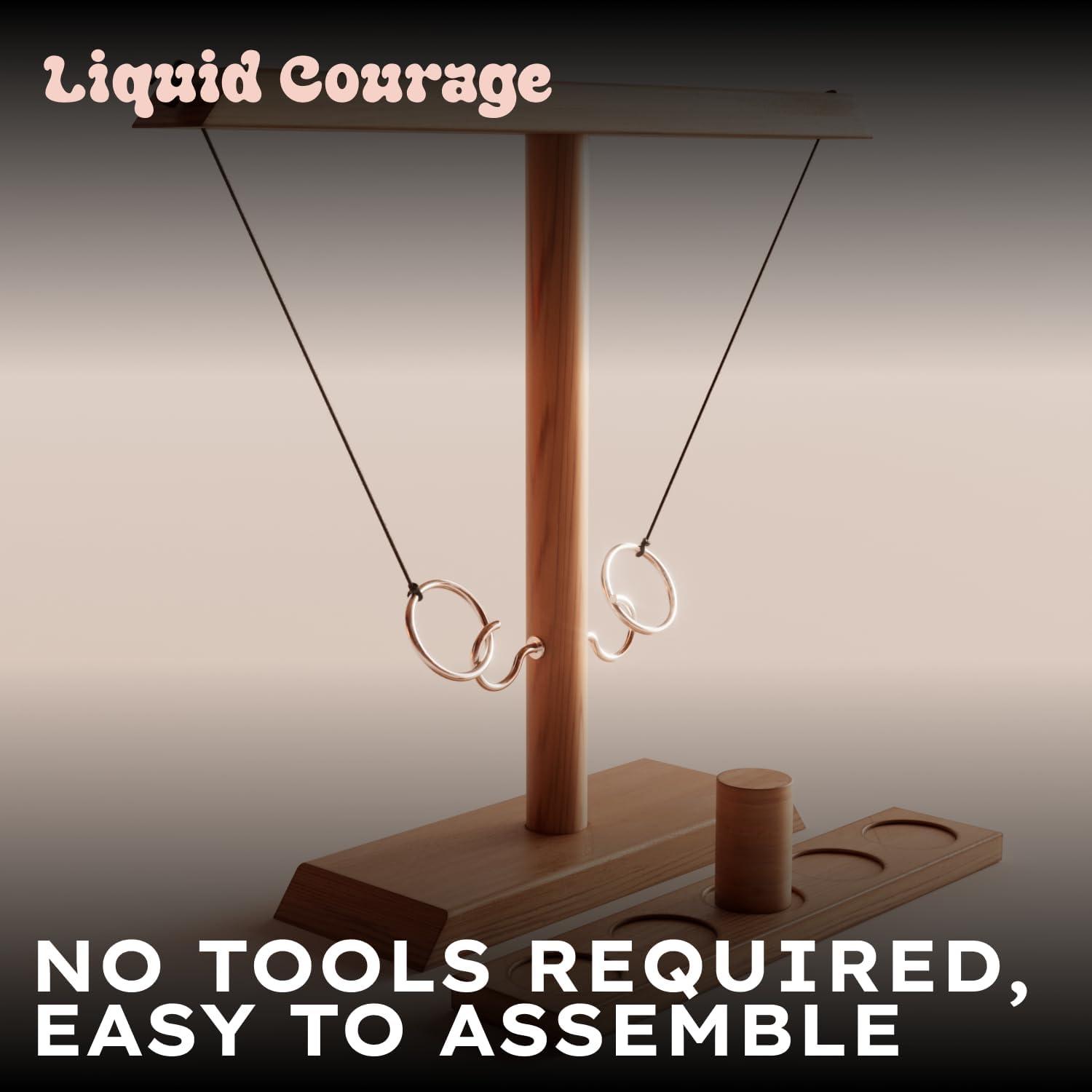 Large Wooden and Metal Ring Toss Game for Indoor and Outdoor Fun