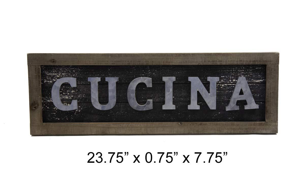 Designstyles Vintage Kitchen Decor Plaques - Cucina Italian Decorative Wooden Wall and Door Signs - Classic Housewarming and Hostess Gifts - Stylish Urban Chic Design