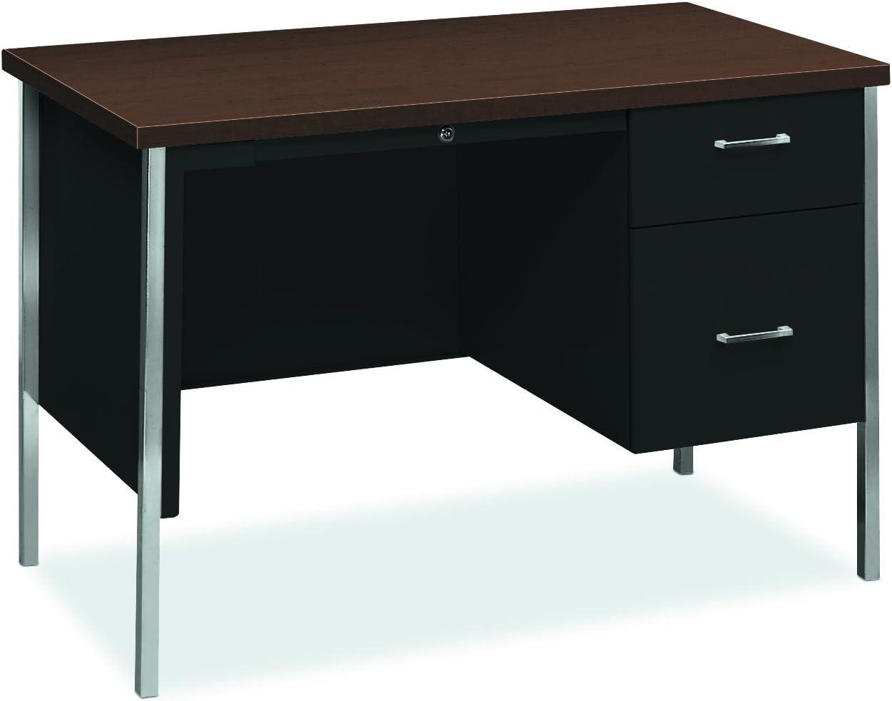 Mocha and Black Compact Office Desk with Chrome Steel Legs