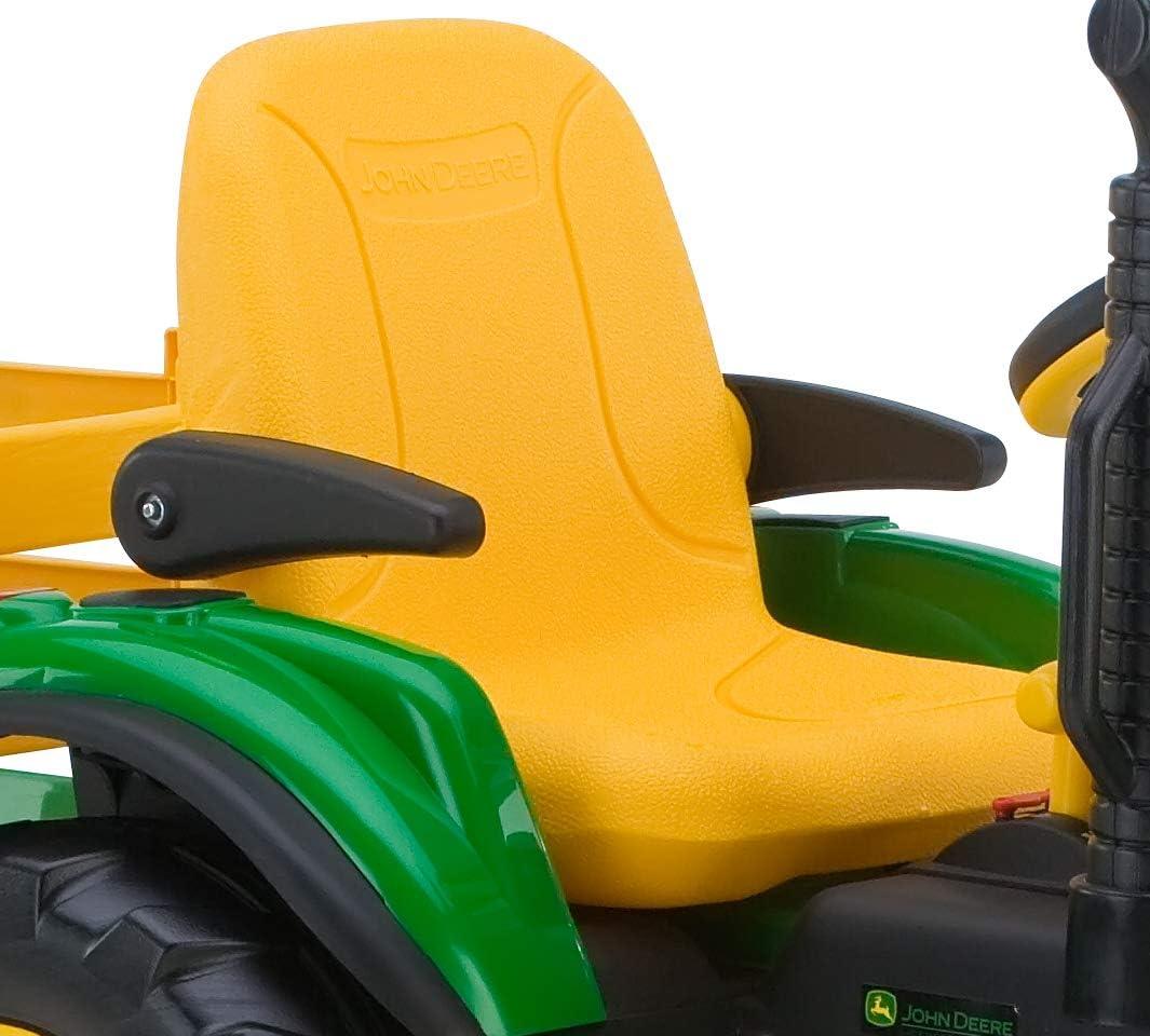 Peg Perego 12V John Deere Ground Force Tractor with Trailer Powered Ride-On - Green