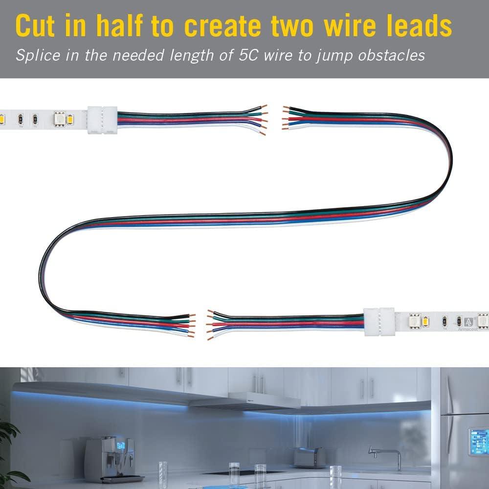 5 Pin RGB+W LED Strip Light 6 in Tape to Tape Connector, 5 Pack
