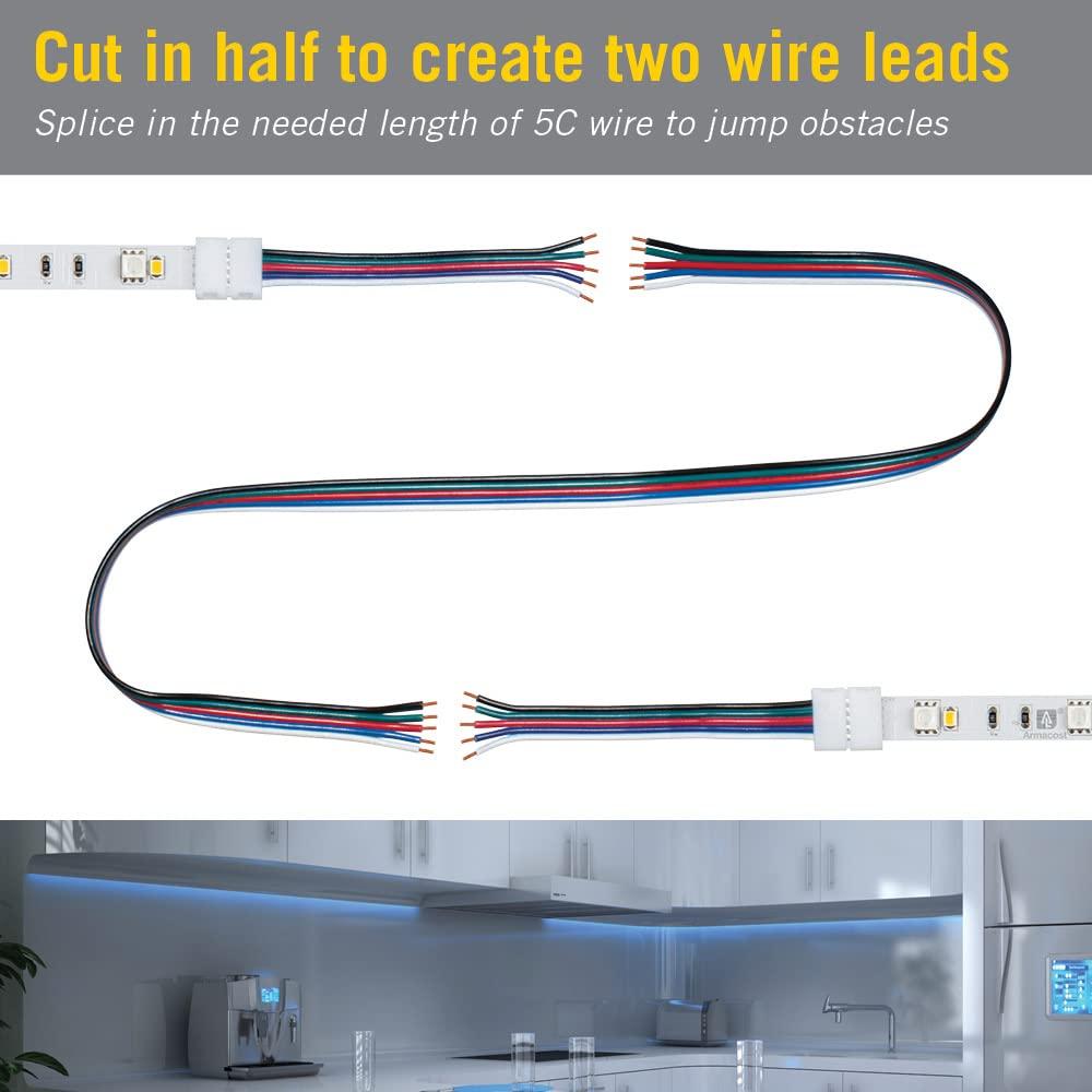 5 Pin RGB+W LED Strip Light 6 in Tape to Tape Connector, 5 Pack