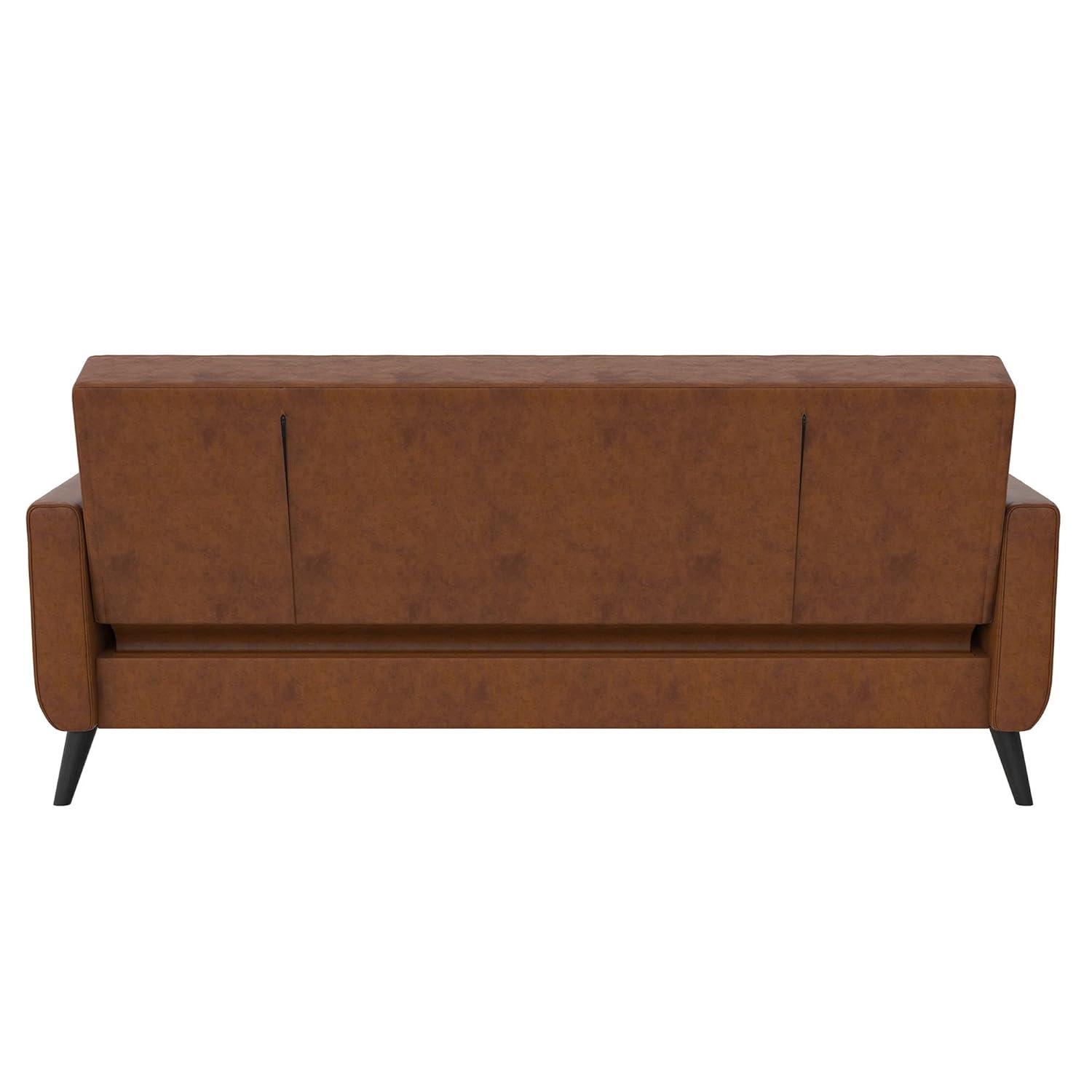 Dorel Home Products Parker Faux Leather Futon with Storage Camel