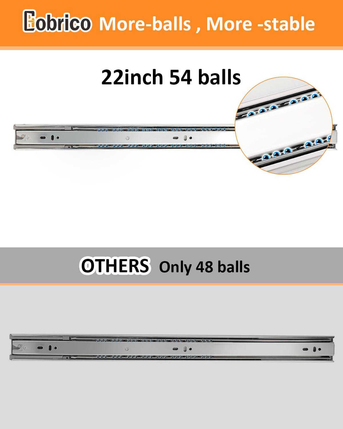 22 inch 100 lb 1 Pack 22" Side Mount Soft Close Full Extension Drawer Slides, Silver