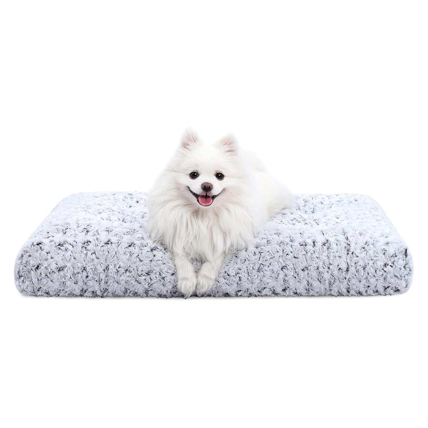 Tucker Murphy Pet™ Washable Dog Bed Deluxe Plush Dog Crate Beds Fulffy Comfy Kennel Pad Anti-Slip Pet Sleeping Mat