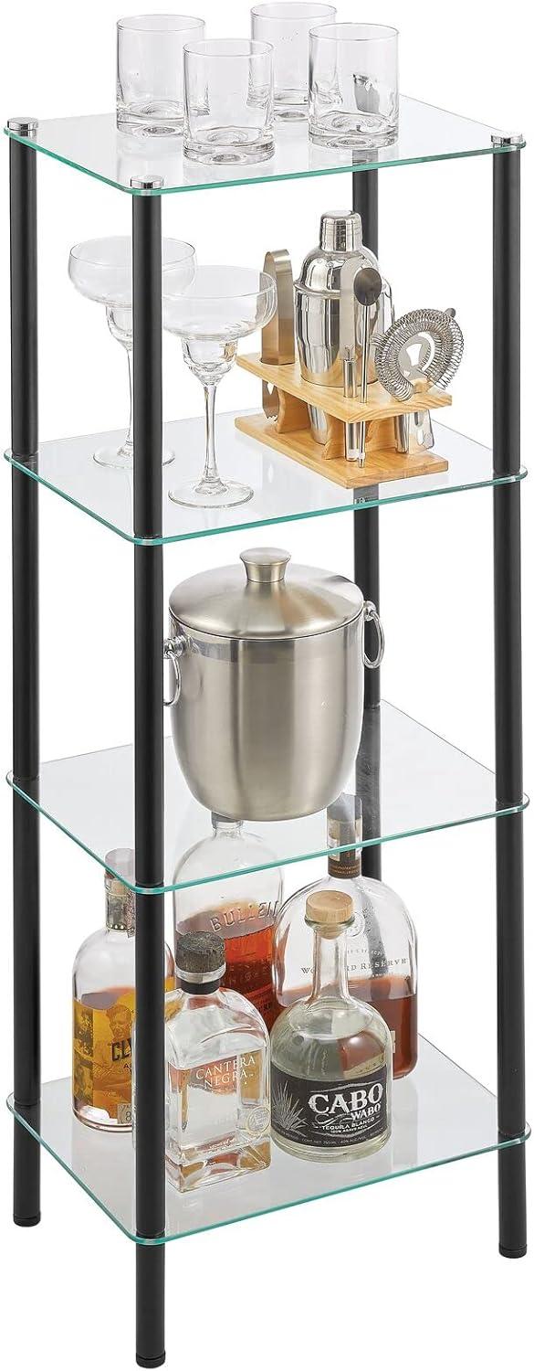 mDesign 4-Tier Glass/Metal Standing Shelf Organizer Display Unit