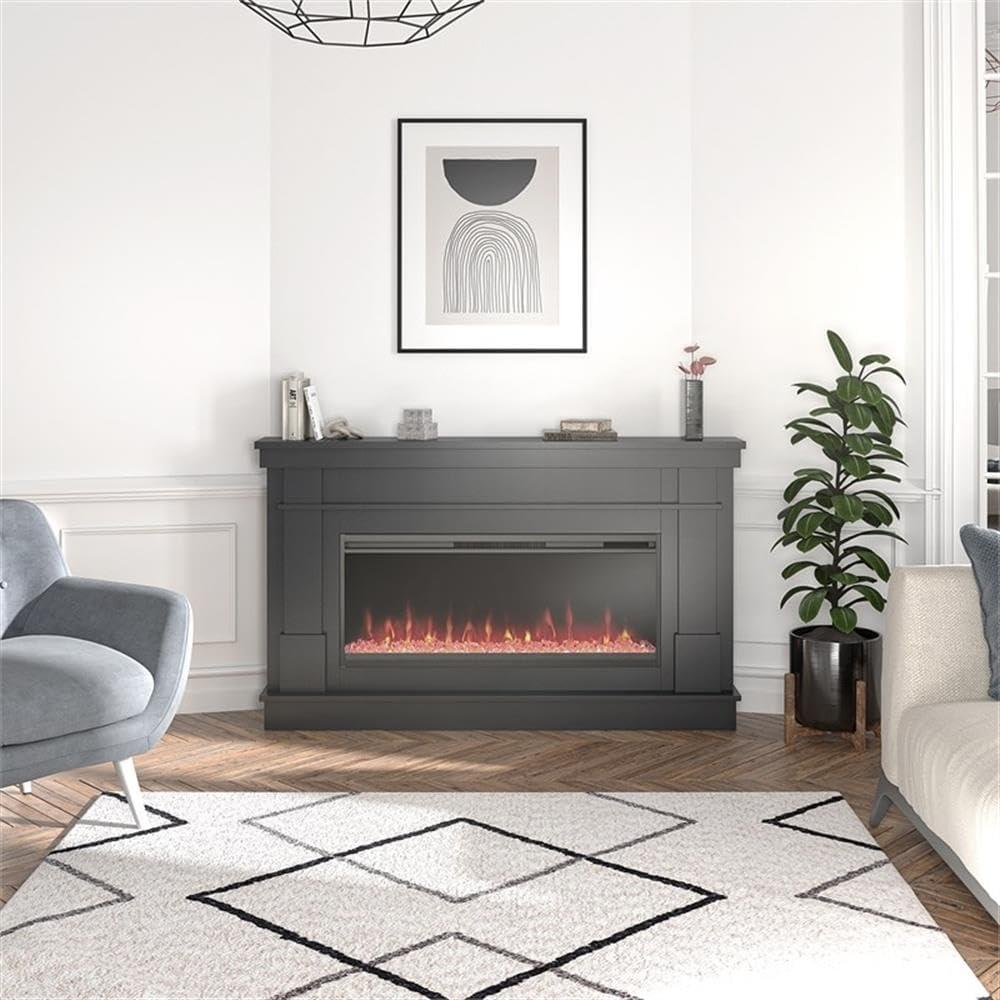 Waverly Wide Mantel with Linear Electric Fireplace