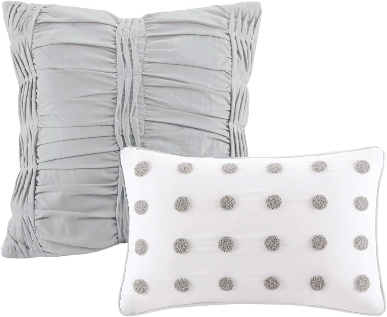 Brooklyn Cotton Jacquard Comforter Set with Euro Shams and Throw Pillows