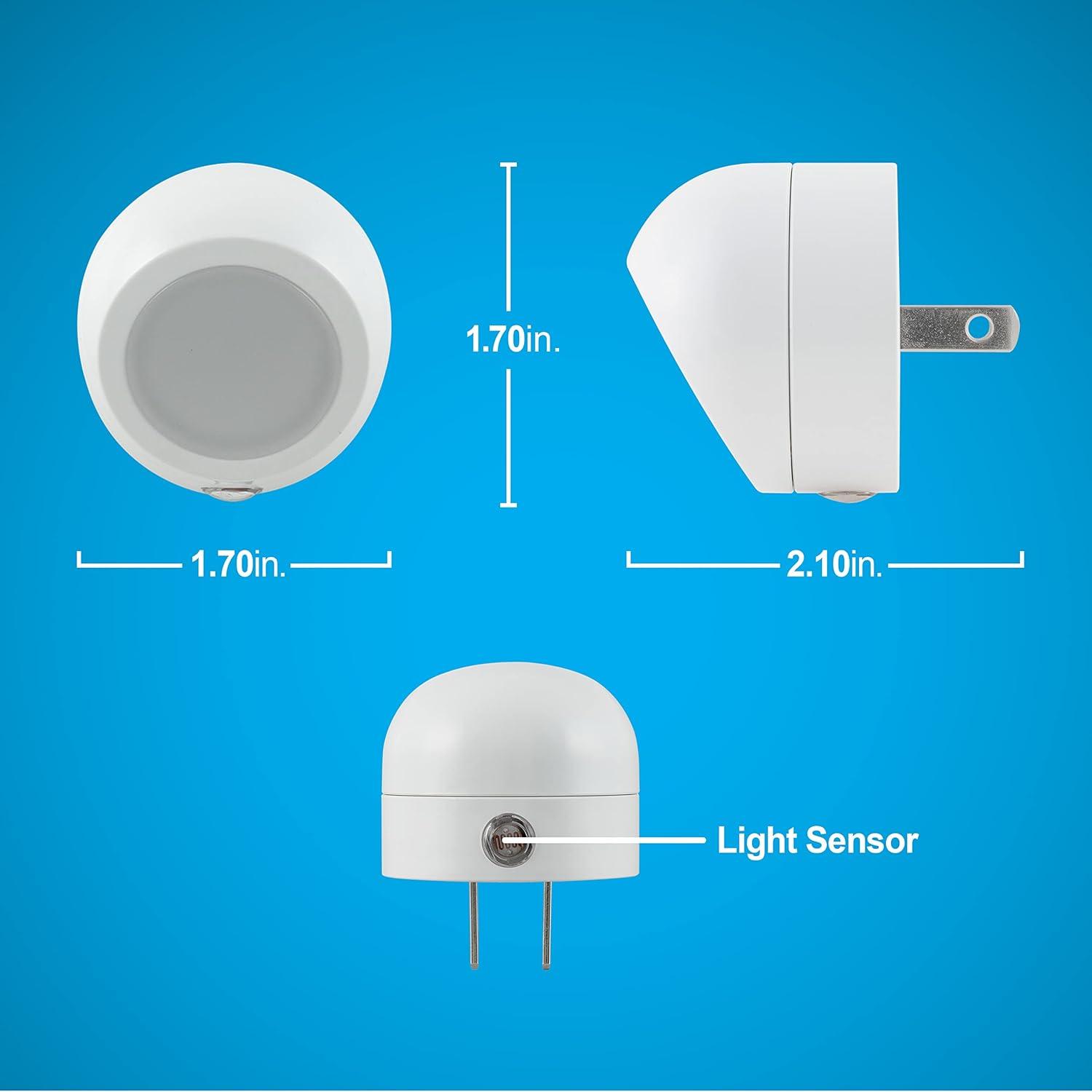 White Plastic 360° Rotating LED Night Light 2-Pack