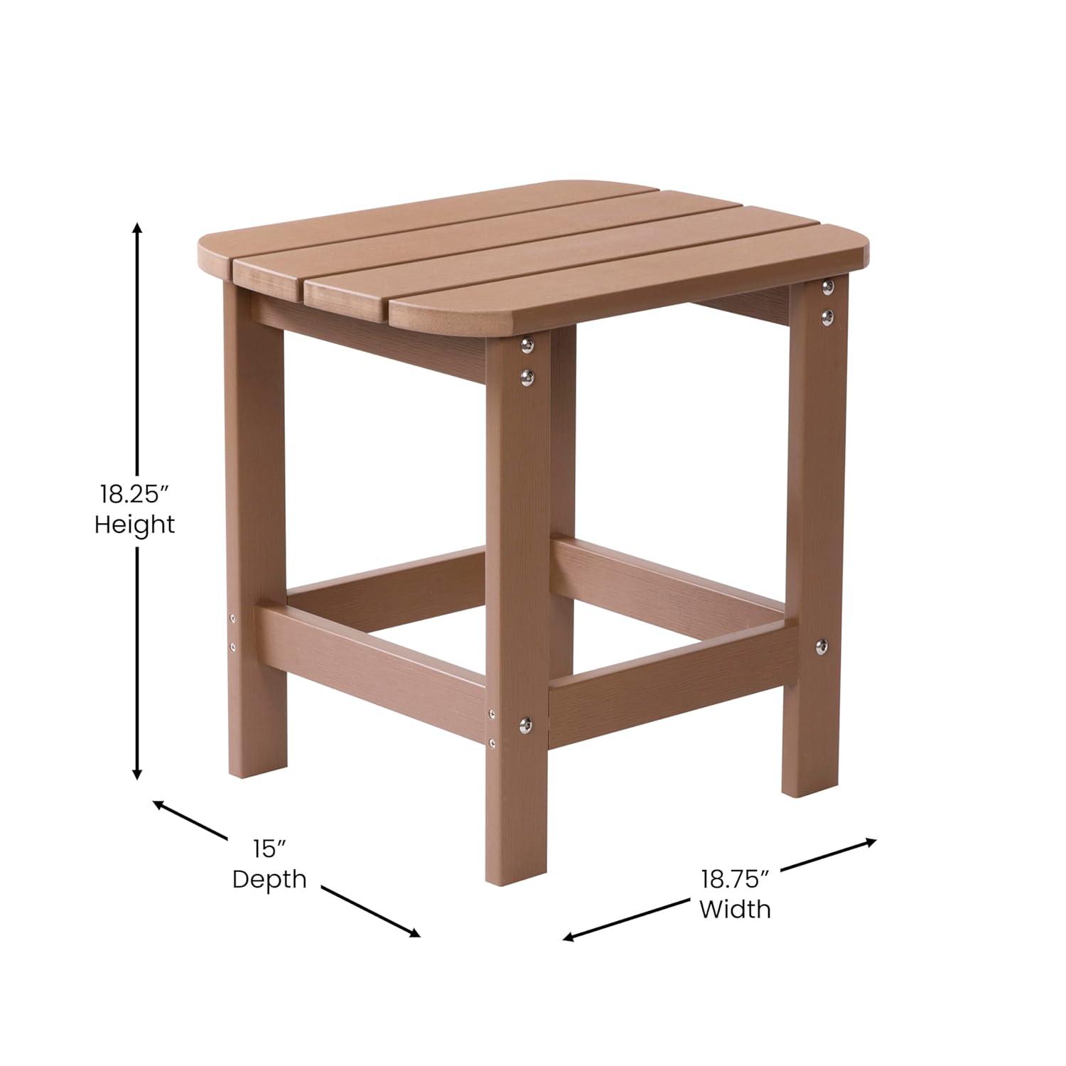 Flash Furniture Charlestown All-Weather Poly Resin Wood Adirondack Side Table in Natural Cedar
